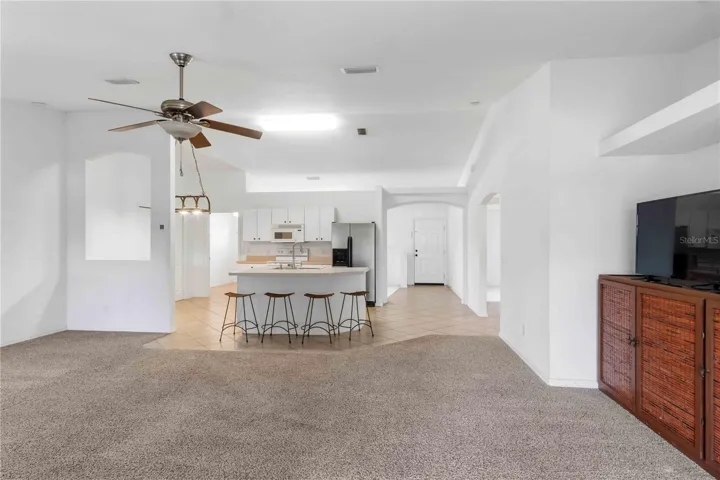 Living room overlooking kitchen