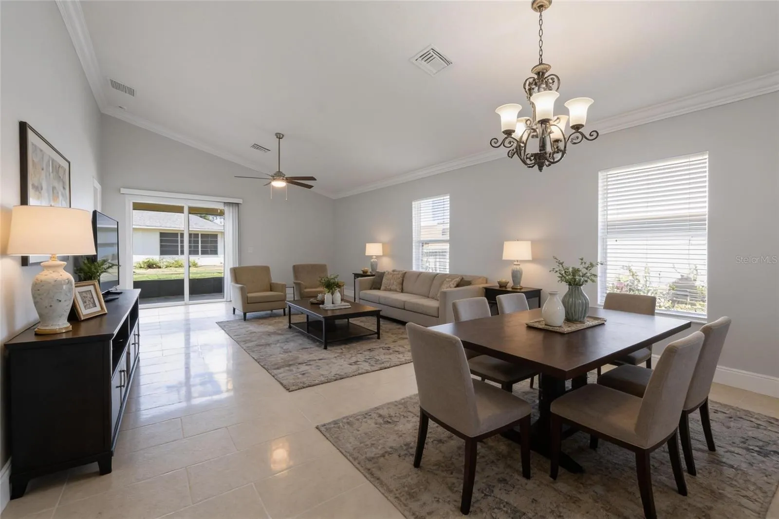 Staged - Living Room and Dining Room