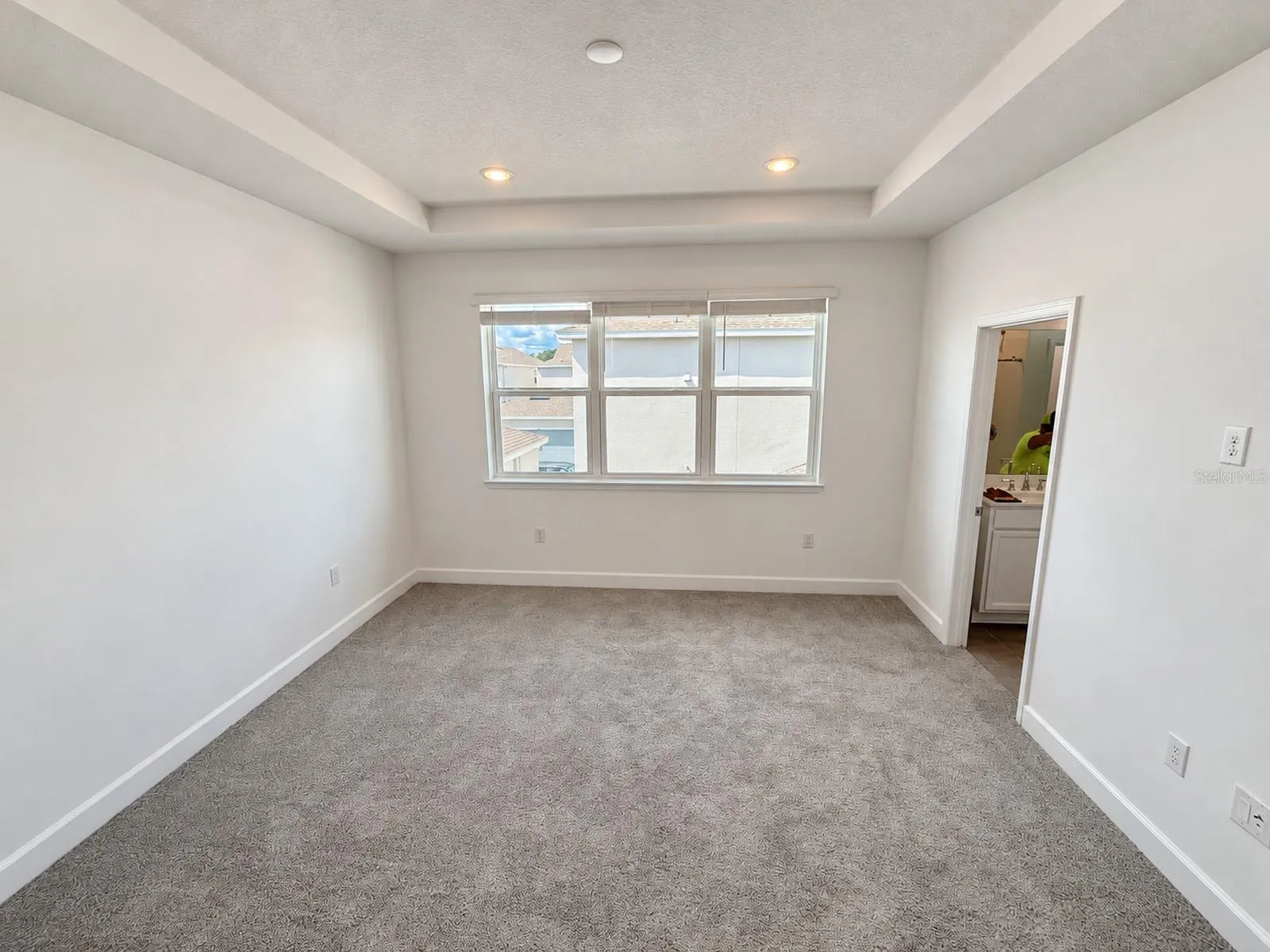 Main house: primary bedroom with tray ceiling