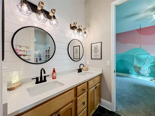 Jack-n-Jill bathroom for downstairs bedrooms
