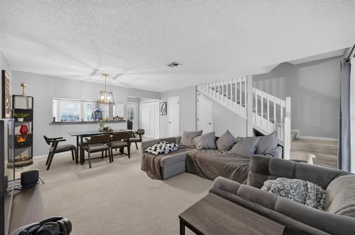 Large living space and dining make for such a comfortable place to spend time at home.