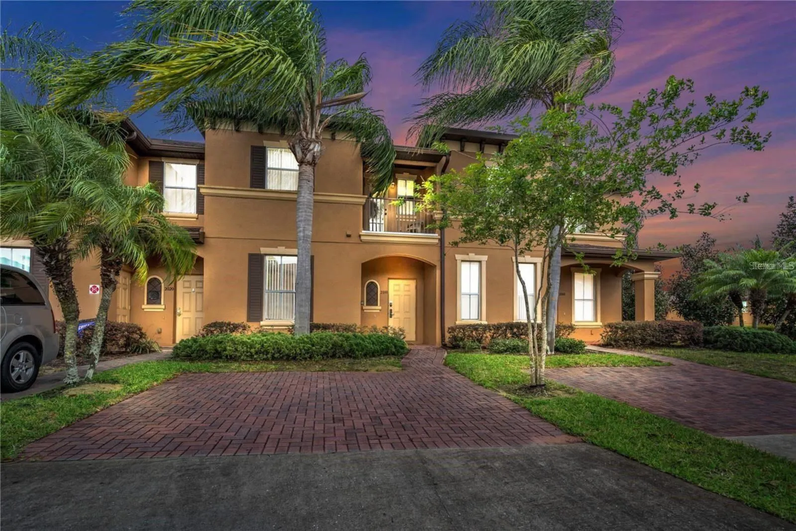 Front exterior at twilight