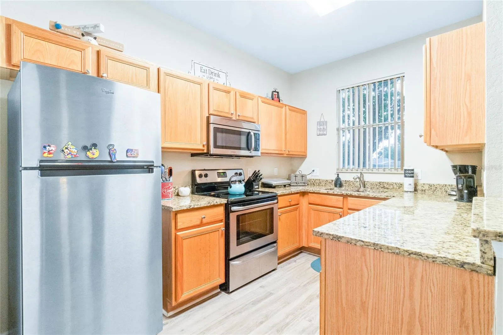 Kitchen with stainless steel appliances