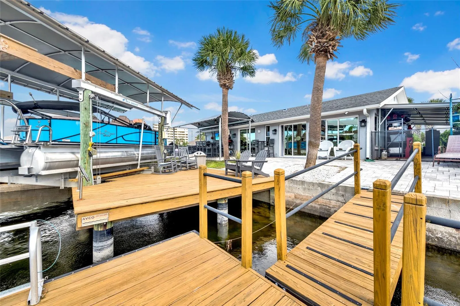 Covered Boat Hoist with Decking on Both Sides