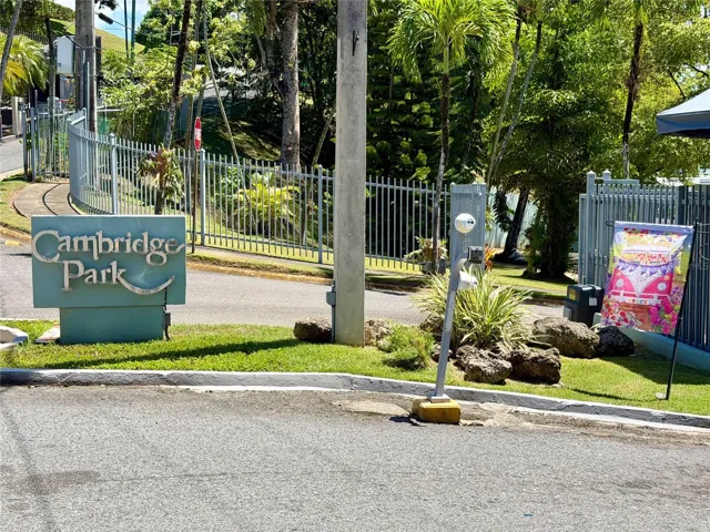 Gated entrance to Cambridge Park.