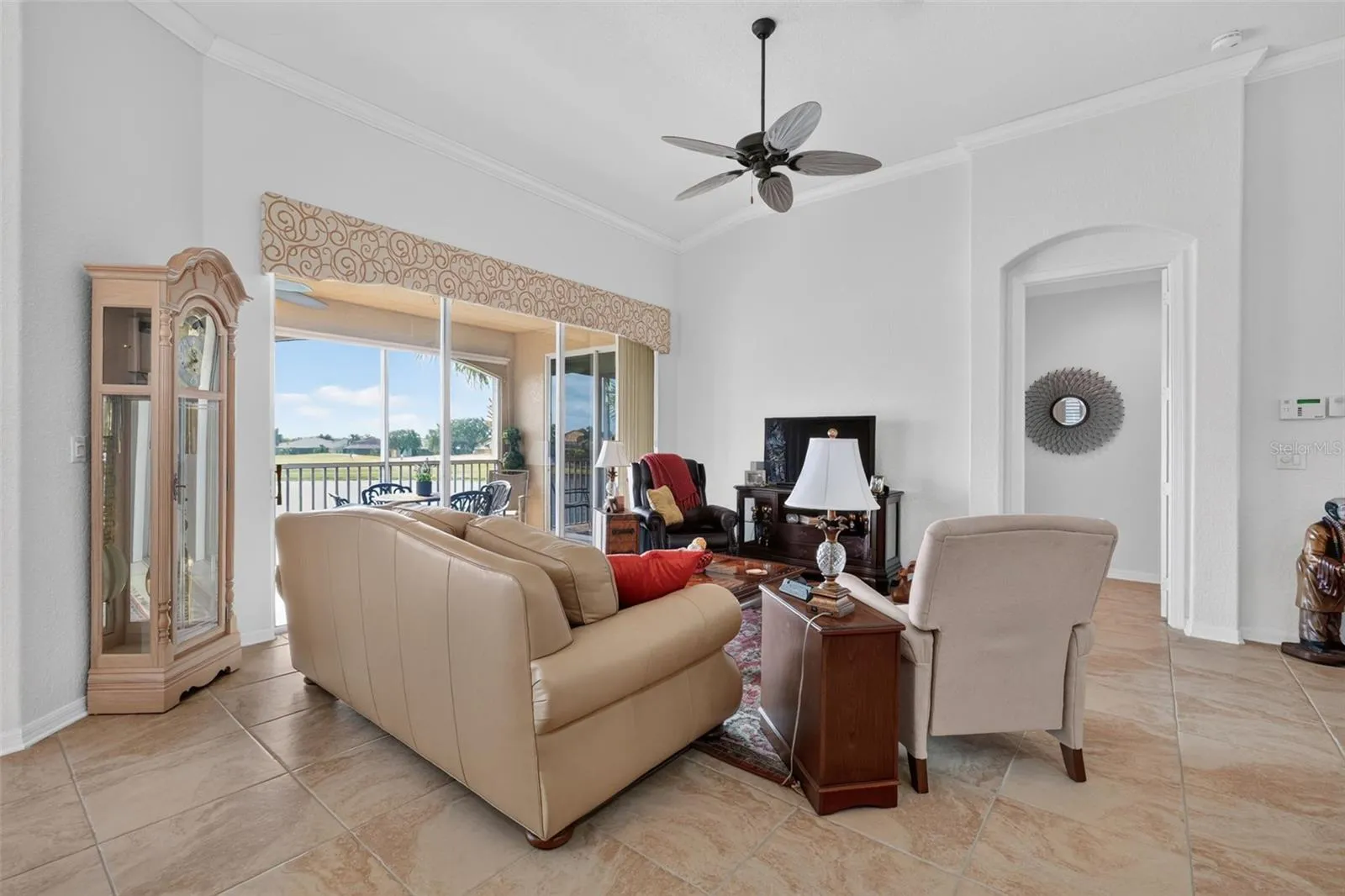 Living room with water view