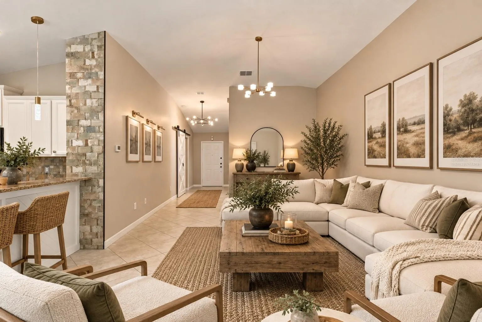 living room virtually staged for visual