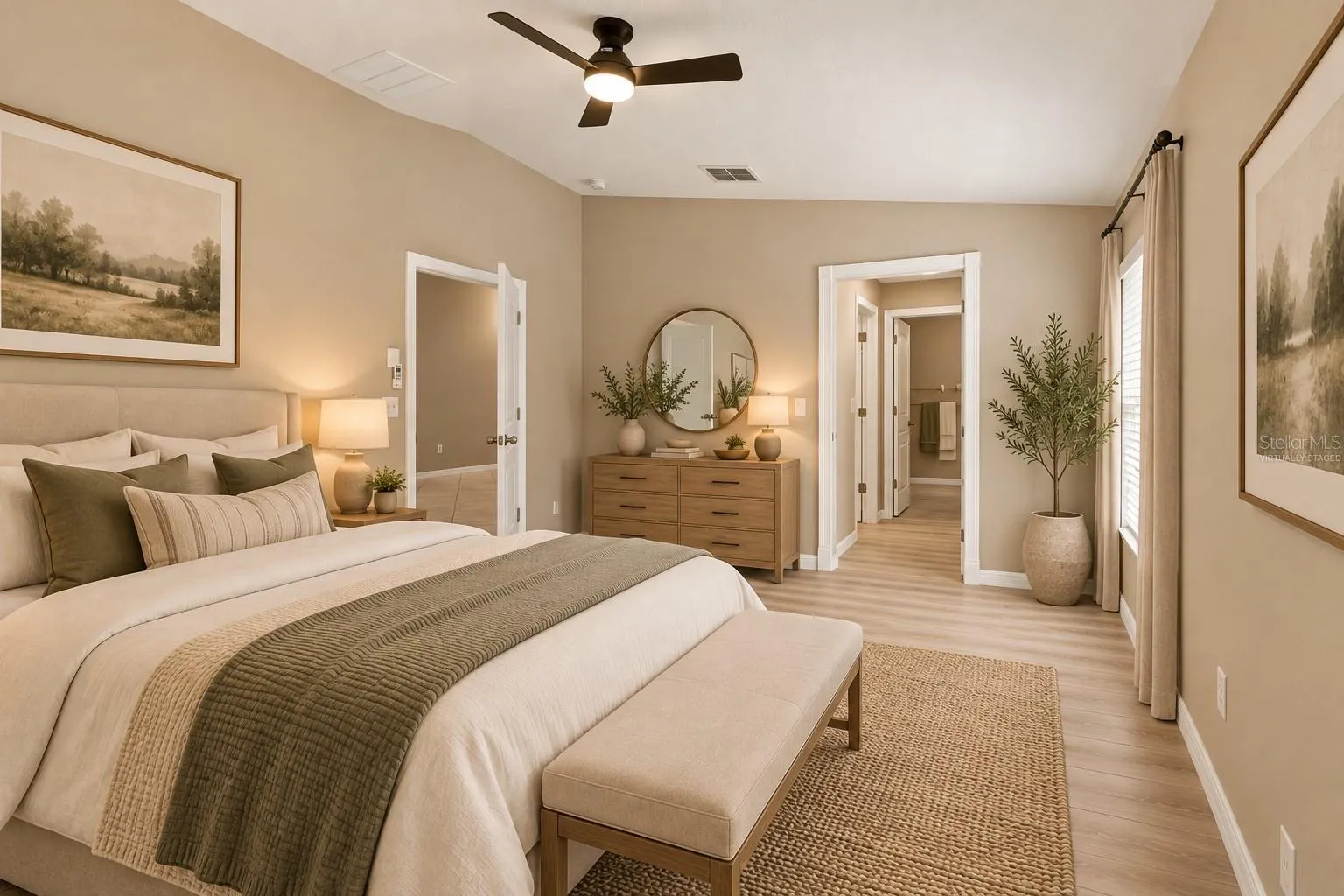primary bed room virtually staged