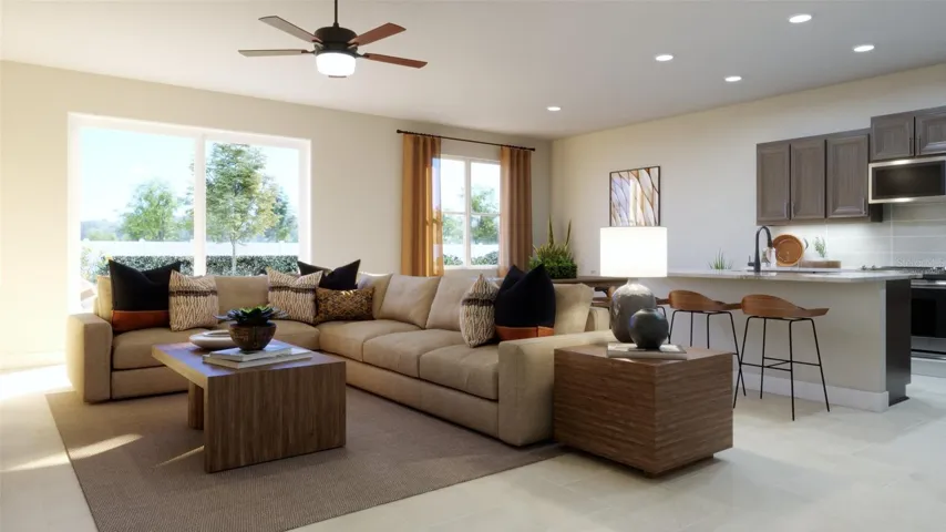 Great Room Rendering (Virtually Staged)