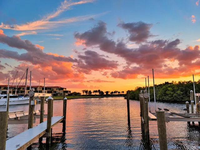 Burnt Store Marina; Sunset at the Channel leading out to open water