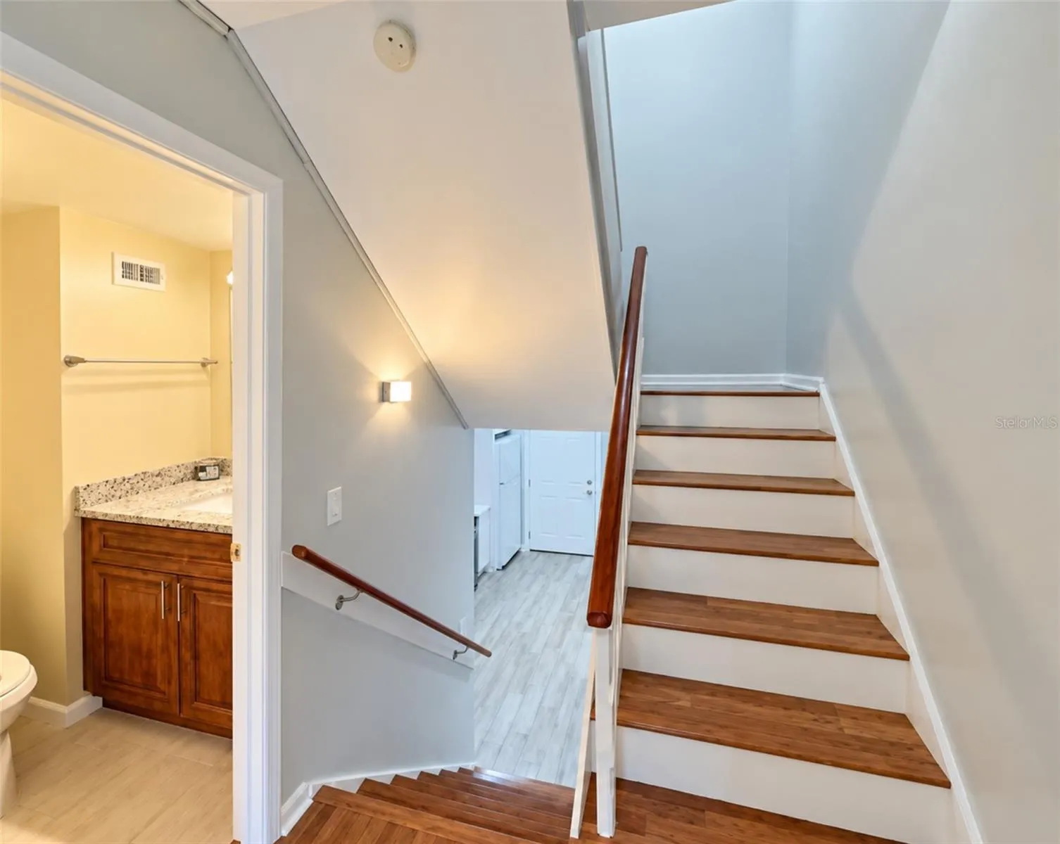 This is the stairs leading to the first bedroom.