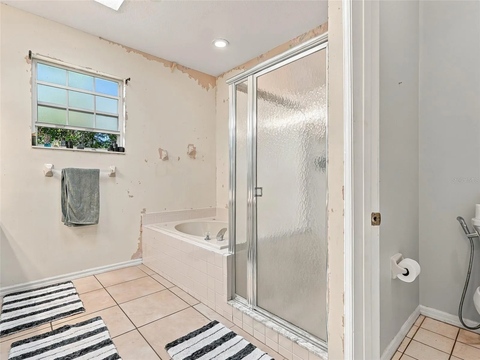 Large soaking tub and separate shower