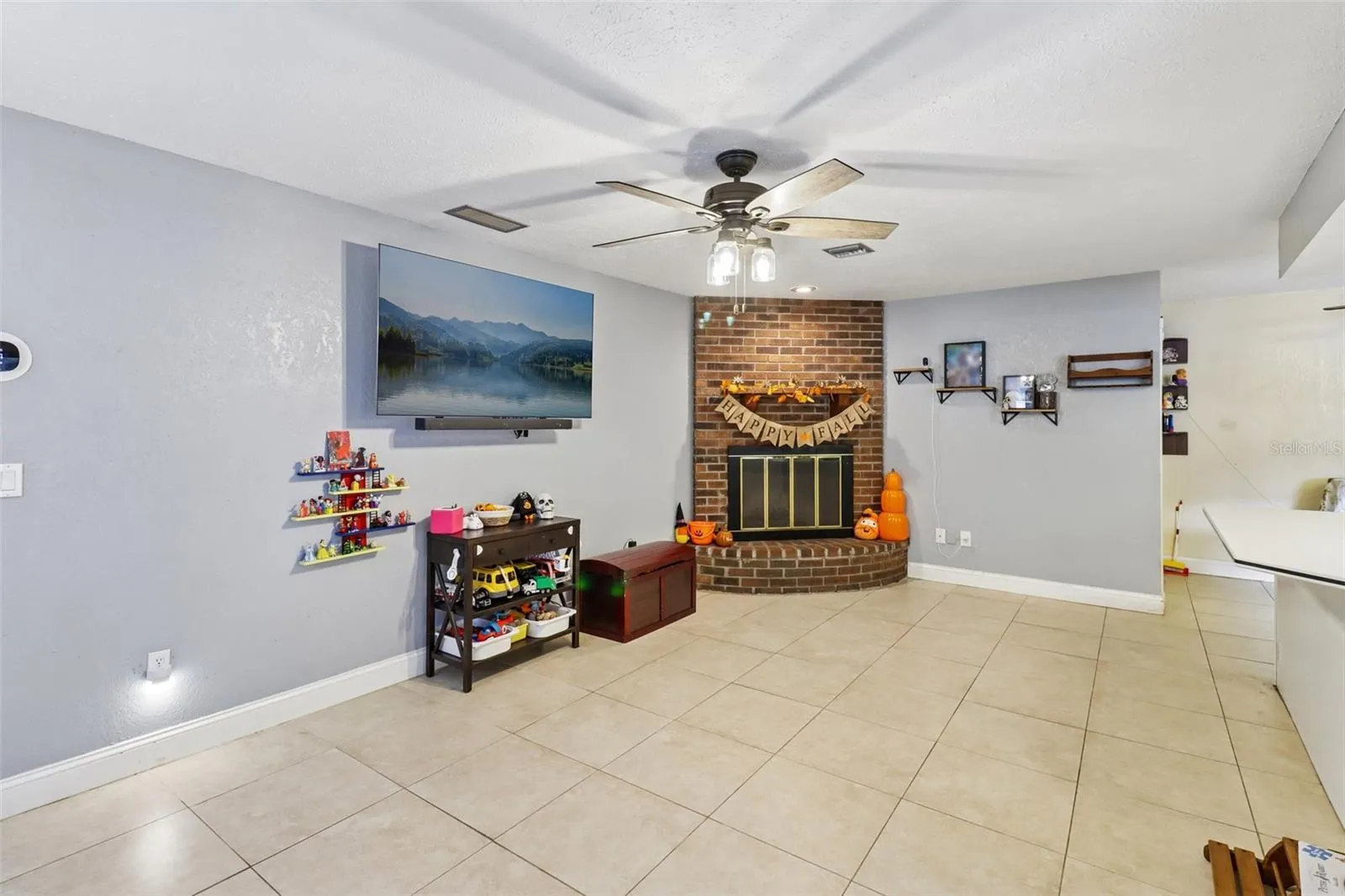 Family room is open to the kitchen.