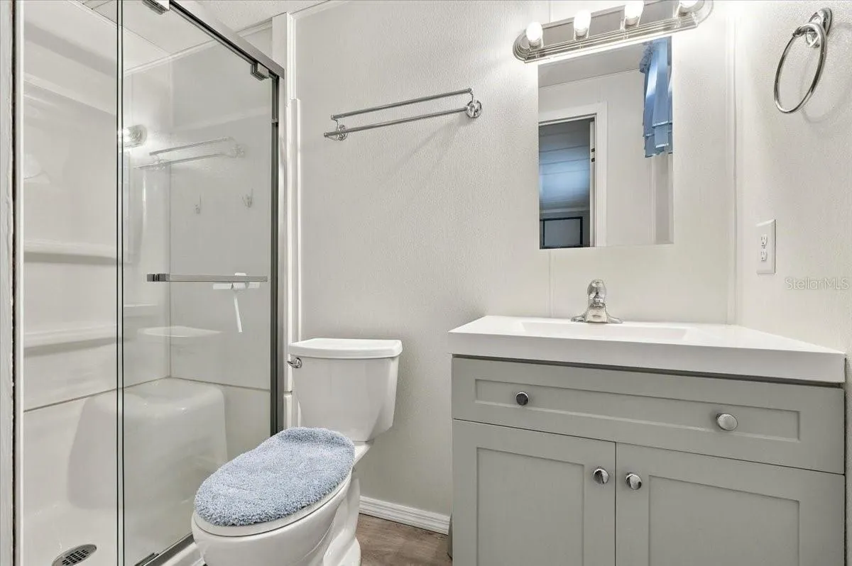 Primary bathroom with shower stall