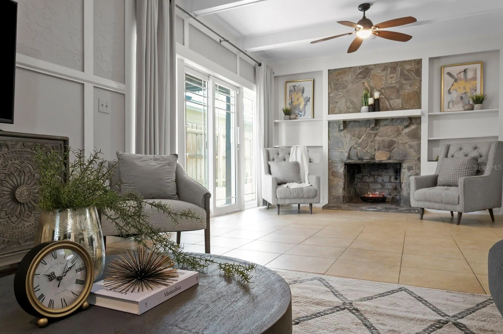 One side of the long room gives you the space to relax.
