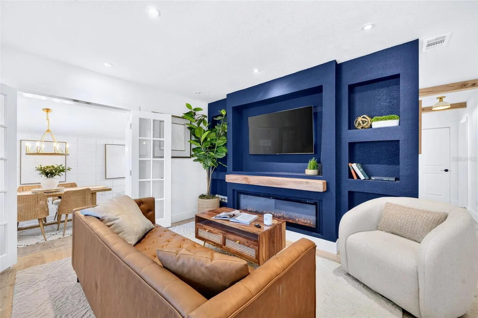 The Fireplace is electric and can heat up the space if need be.