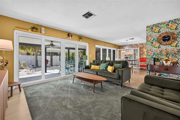 Living room with sliders to back porch