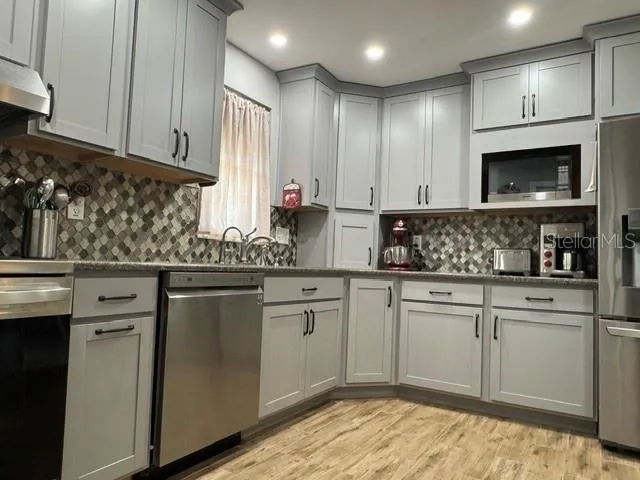 Kitchen view from garage entryway