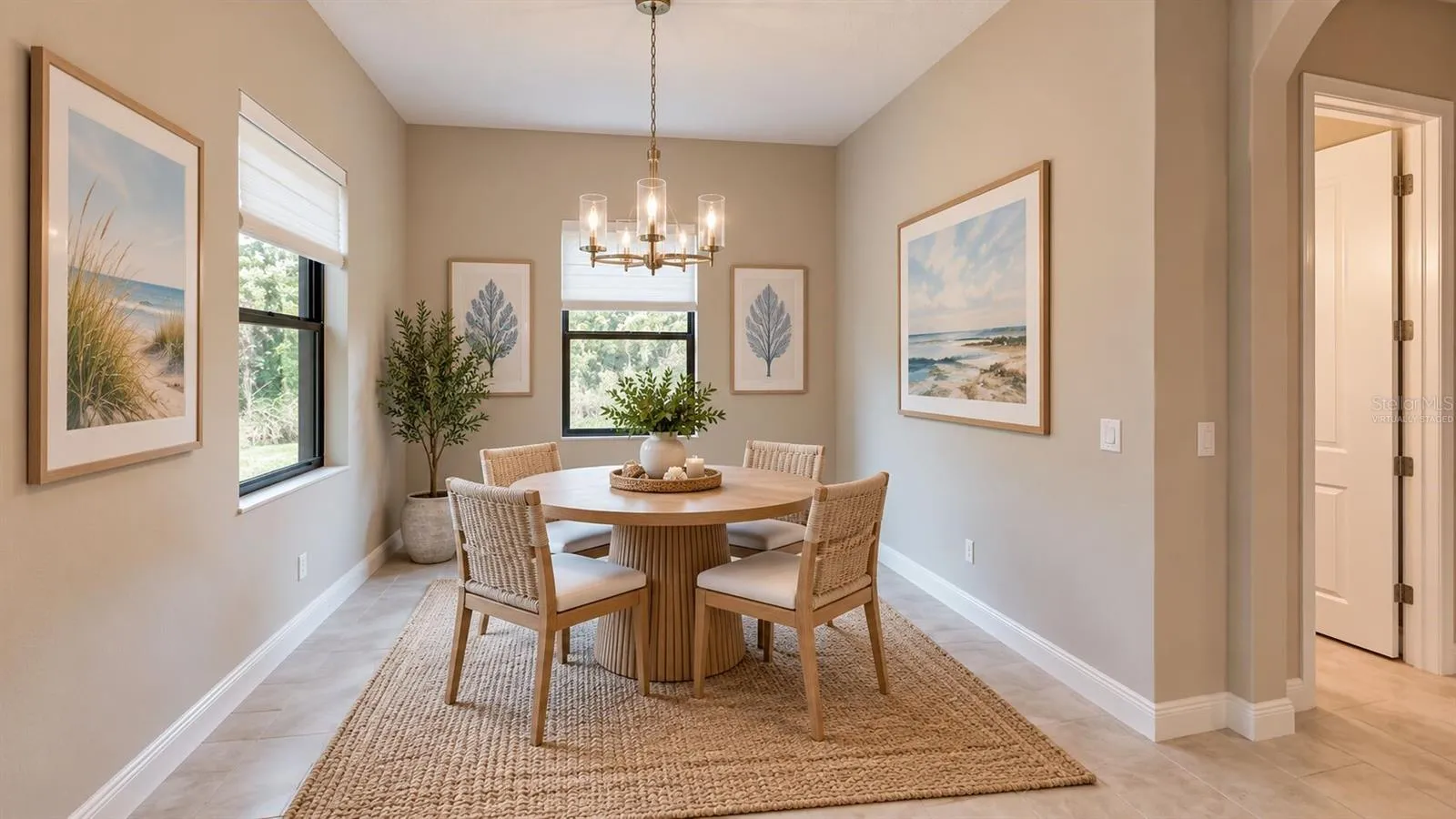 Virtually staged breakfast area