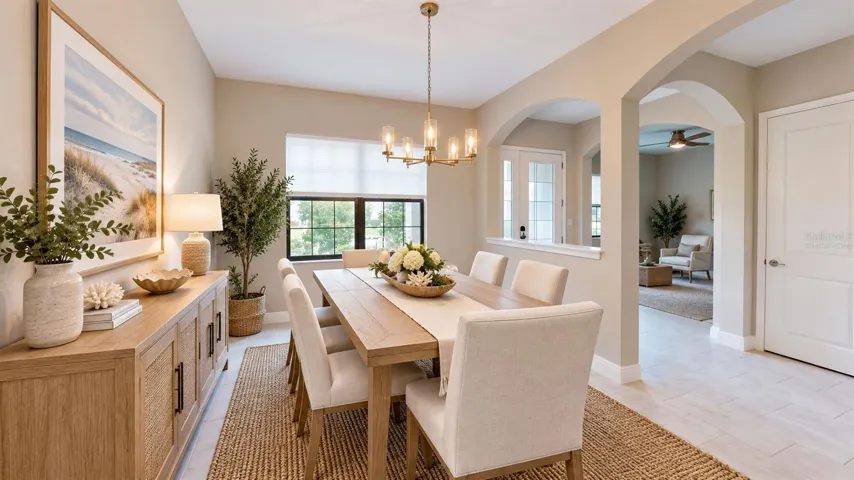 Virtually staged formal dining room