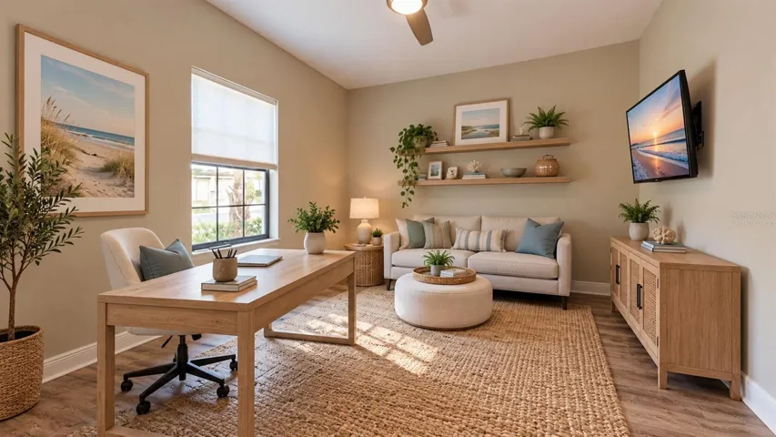 Virtually staged den