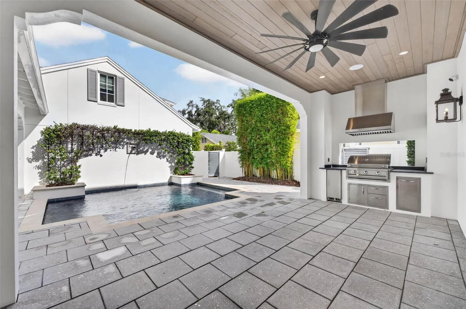 Covered patio with outdoor kitchen