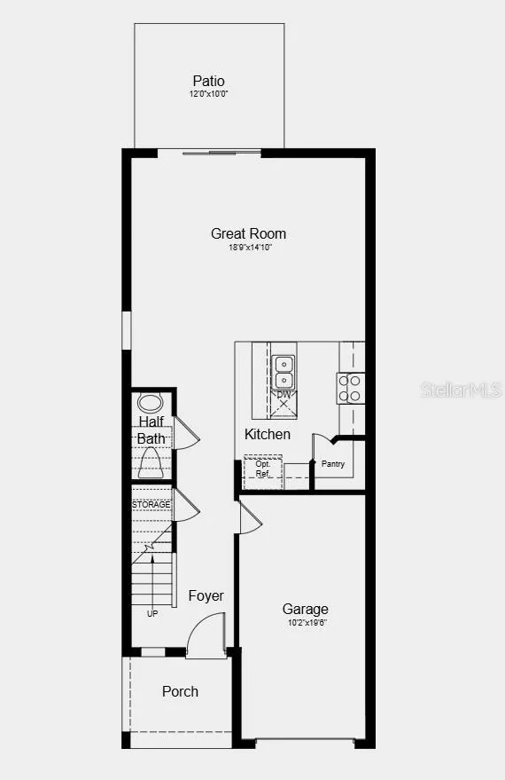 First Floor Plan - Additional Highlights Include: all appliances included, LVP flooring extended on the main floor, and window blinds throughout the home