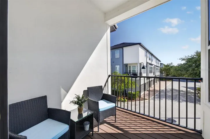 Balcony off the back side of the townhome