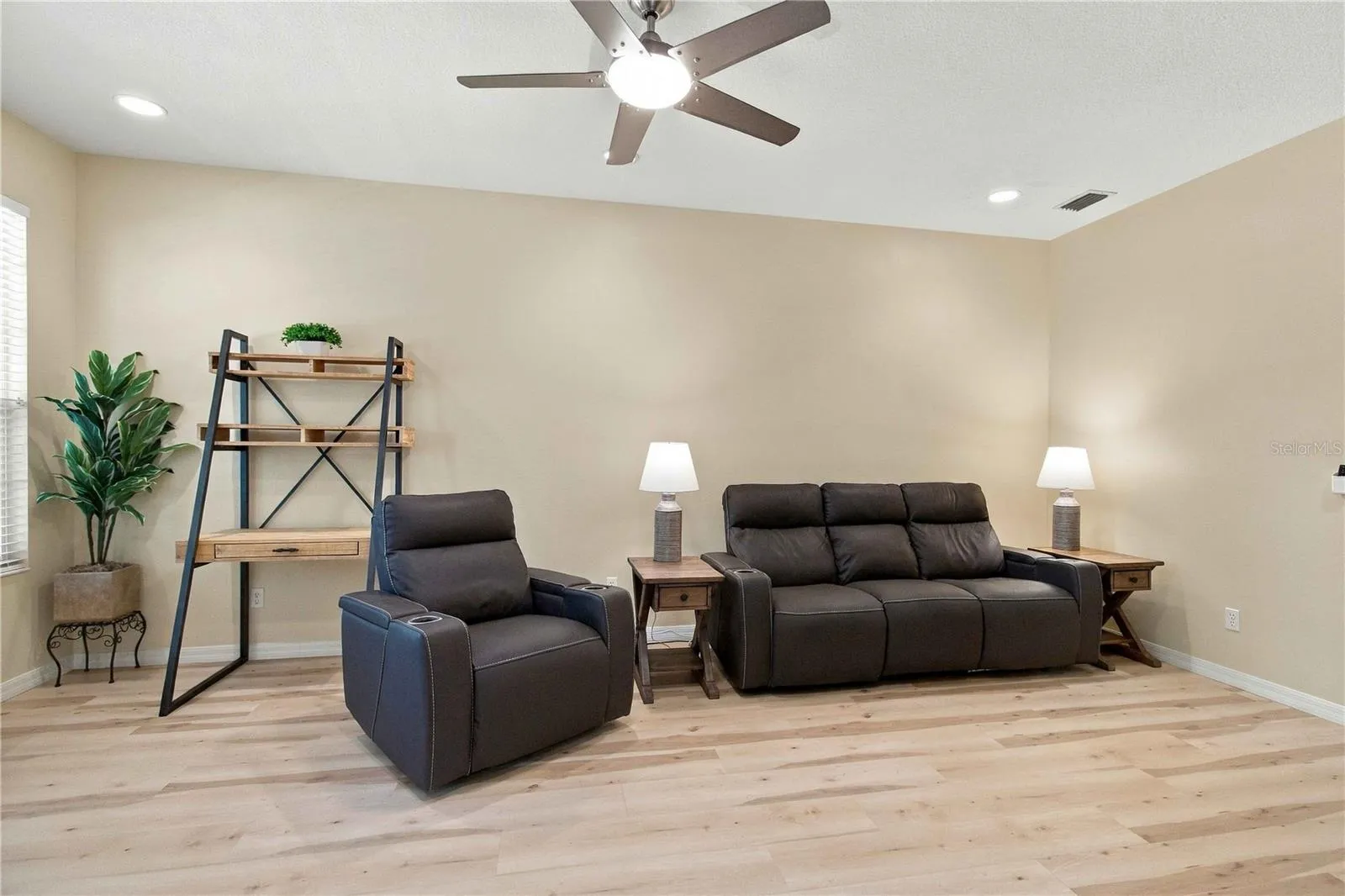 Family room connects to the kitchen through an open doorway