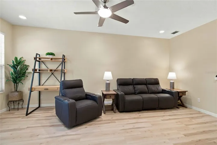 Family room connects to the kitchen through an open doorway