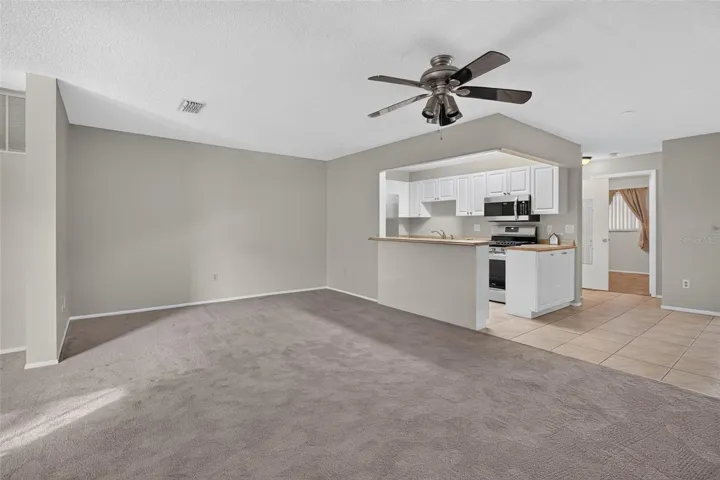 Open kitchen/dining/living