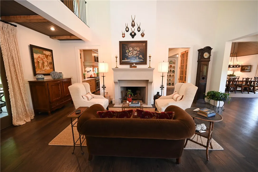 Finished with a custom limestone fireplace!