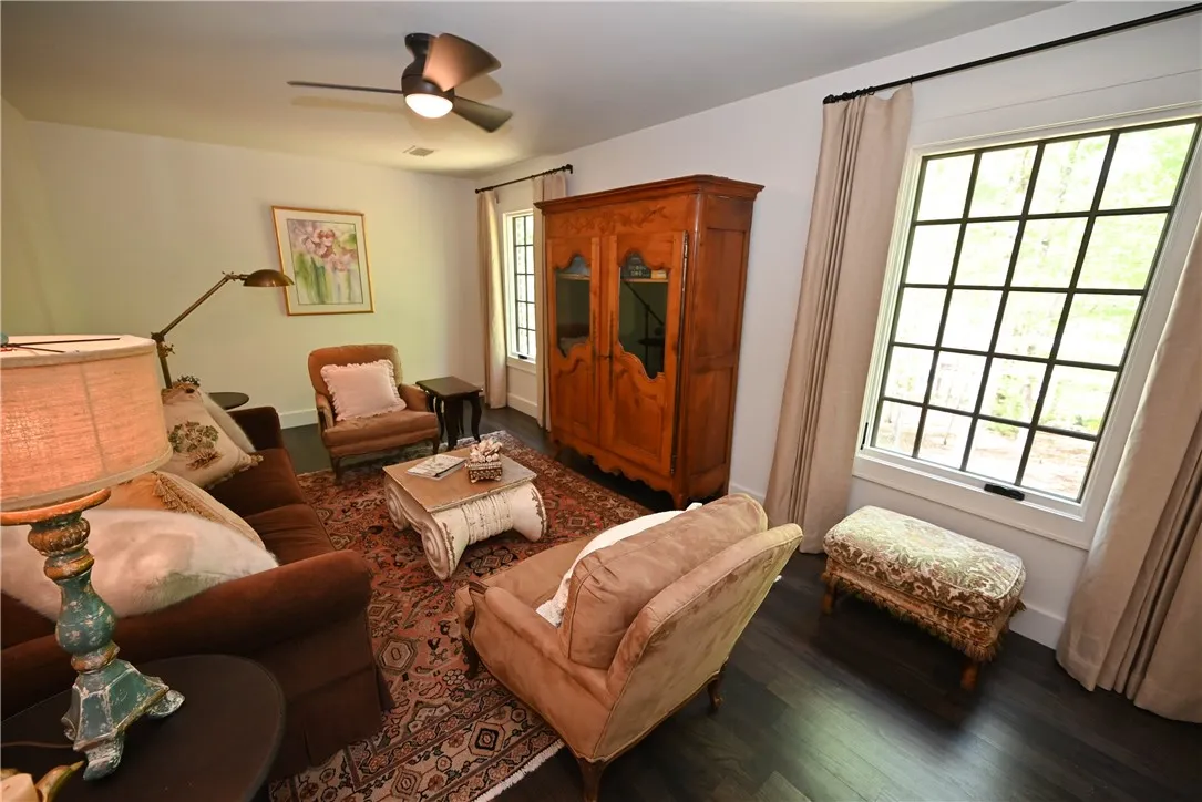 Upstairs you'll find another living space/den.