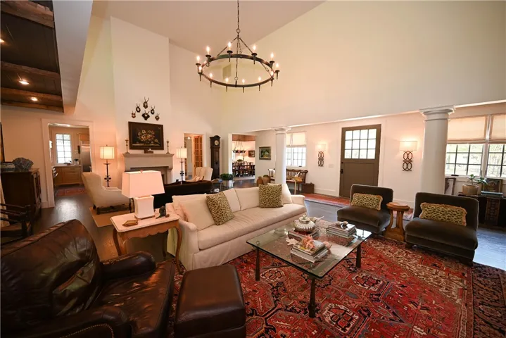 The ceiling in the grand room soars 18 feet high!