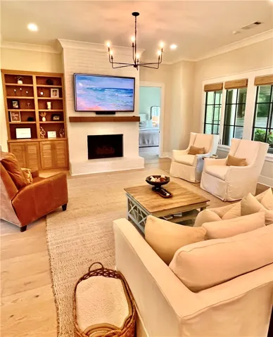 Family Room with beautiful built-in as well as a Gas fireplace