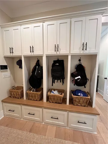 Mud bench Lockers upon entering from garage