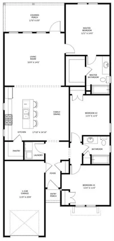 Toby B Floorplan - Lot 69 features this floorplan with the garage on right. All plans, pricing, & specifications are subject to change without notice.