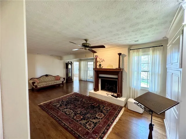 Living area with fireplace