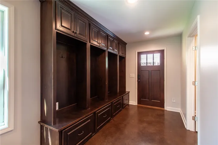 side entrance with drop zone