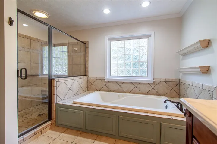 Separate shower and tub