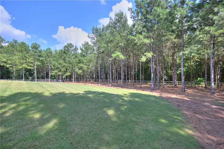 Fenced back yard offers plenty of shaded wooded area in addition to open greenspace