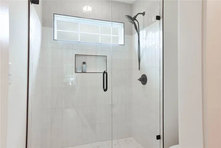Example of a completed Trent Plan - Primary Bathroom - Walk-In Tile Shower - All plans, pricing, and selections/specifications are subject to change without notice.