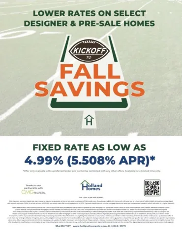 Bring on the FALL! Score BIG with our Kickoff of FALL SAVINGS! Call today to connect with a Preferred Lender & learn more about how these incentives can help you find HOME this Fall!