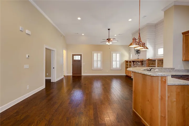Open living area and kitchen