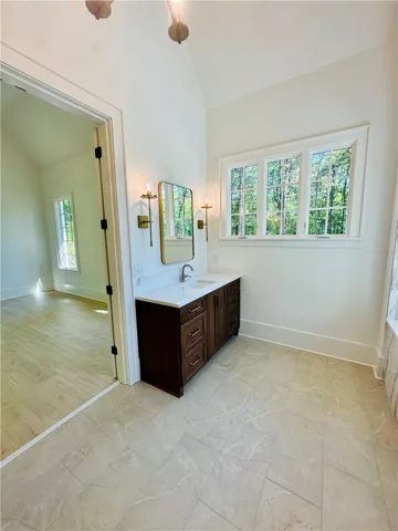 This serene space features high ceilings
