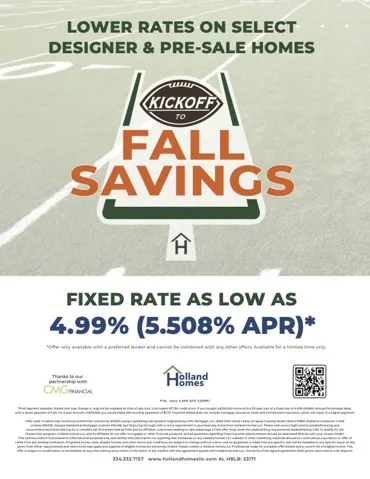 Bring on the FALL! Score BIG with our Kickoff of FALL SAVINGS! Call today to connect with a Preferred Lender & learn more about how these incentives can help you find HOME this Fall!