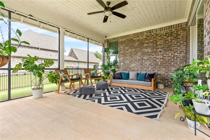 Amazing screened in porch with fireplace