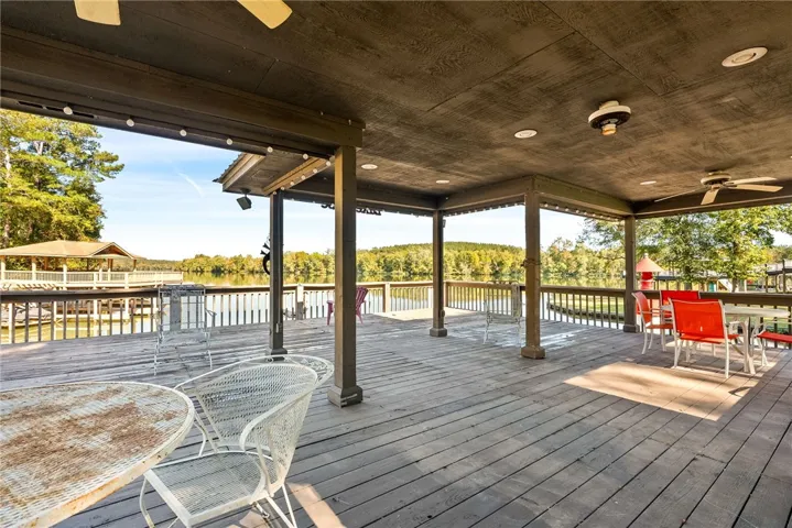 Laege covered entertainment space on dock