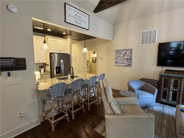 Kitchen area with seating