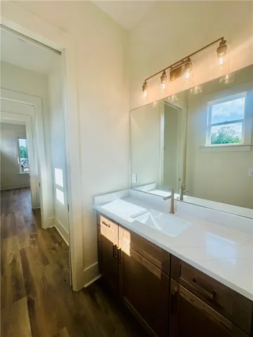 A well-appointed bathroom vanity with a spacious counter and ample storage.